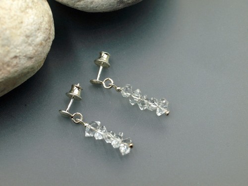 kolczyki Herkimer kolczyki kryształ górski Herkimer kolczyki z kryształem górskim kolczyki z kamieni naturalnych kolczyki surowe kryształy biżuteria naturalna