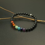 Bransoletka z minerałami damska/męska - czakry. Kulki matowione na gumce. 