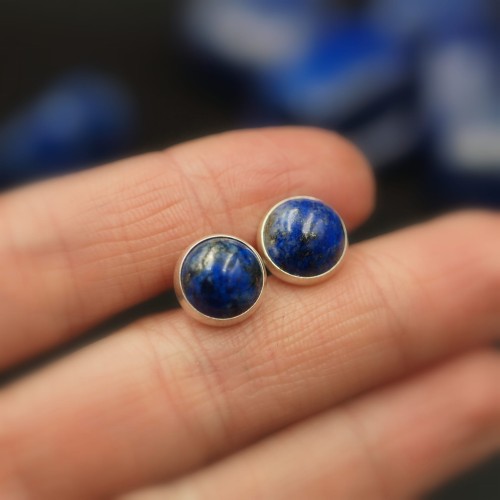 kolczyki lapis lazuli, kolczyki z lapis lazuli, kolczyki sztyfty 10 mm, biżuteria z kamieni naturalnych, niebieskie kolczyki