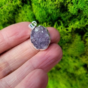 Ametyst surowy szczoteczka - zawieszka owalna